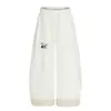 Calça Casual de Veludo com Borda Enrolada e Bordado de Estrela com Contas, Scimitar, para Mulheres, Solta, Casual, Forrada com Fleece, Espessa, Quente, Perna Larga
