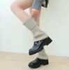 Calcetines Jk Off-White para Mujer, Calentadores Gruesos Cálidos Color Café para Otoño e Invierno, Calcetines Acrílicos de Media Caña Holgados, Calcetines para Pantorrilla Color Gris Humo