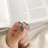 Anillo Abierto Curvado de Plata Esterlina S925 Estilo Coreano Moderno Simple Personalidad Temperamento Combinable Negro Gota de Pegamento para Mujer