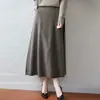 26 Novo Vestido de Tricô de Lã 100% com Ponto Trançado Grande Flare para Encontro Solto Cor Sólida Versátil Saia Evasê Longa Saia Sino Saia Feminina