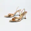 Sandalias de Tacón Alto para Mujer de Comercio Exterior Transfronterizo, Mocasines Clásicos de Cara Ancha con una Sola Tira, Tacones de Copa de Vino, Elegantes Zapatos de Tacón Alto y Pantuflas