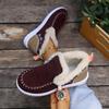 Botas de nieve nuevas para mujer, cálidas, con forro polar, suela plana, bloques de color, tubo corto, caña alta, talla grande 43.