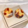 Aretes de Aguja de Plata S925 Suaves Elegantes Serie de Colores Cálidos Nuevo Caqui Estilo Hong Kong Retro Nicho Aretes para Mujer
