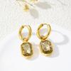 Design Europeu e Americano Novo Retrô Senso de Cor Cubo de Açúcar Argola de Orelha Moda Geométrica Brincos de Titânio Banhados a Ouro 18K para Mulheres