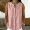 2026 Verano Europeo y Americano Transfronterizo Sitio Independiente de Amazon Nueva Ropa para Mujer Holgada y Cómoda Sin Mangas Cuello en V Color Sólido Camisa