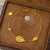 Nuevo Producto Que No Se Desvanece Fácilmente, Pulsera de Calabaza Dorada Arena Estilo Antiguo Incrustada con Diamantes, Joyería de Nicho de Lujo Ligero, Sensación de Alta Gama, Pulsera de Fortuna y Prosperidad para Mujeres