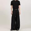 Calça Casual de Outono e Primavera Nova, Pesada, Estilo Retrô Americano, Preta, com Pregas Tridimensionais, Perna Larga, para Homens e Mulheres, com um Design Elegante de Terno