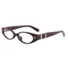 Óculos Vintage Estilo Americano Oval Olho de Gato Estilo Europeu e Americano Old Money Armação Preta Lentes Lisas Anti Luz Azul Com Grau Miopia Sem Grau para Mulheres