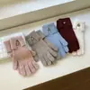 Guantes para Mujer Otoño e Invierno Estilo Nuevo Muñeca Extendida Guantes Cálidos Guantes de Punto de Color Sólido Simples