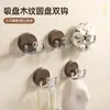 Gancho de Ventosa con Textura de Madera, Doble Gancho de Vacío, Gancho para Puerta de Baño sin Taladro, Gancho Adhesivo de Fuerte Carga, Sin Marcas