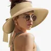 Sombrero de Paja Transfronterizo para Verano, Protección UV, Sombrero de Ala Ancha Abierto para Mujer, Sombrilla, Protección Solar, Viajes al Aire Libre, Sombrero Transpirable