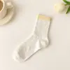 Calcetines finos de verano, calcetines de media pantorrilla para mujer, calcetines de malla hueca de colores caramelo lindos estilo japonés, calcetines transpirables para pantorrilla, calcetines de moda para mujer