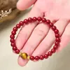 Pulsera Natural de Ojo de Tigre Arena Dorada Púrpura Cinabrio Año del Tigre Pulsera de Lujo Ligero de Cinabrio Regalo de Cumpleaños para Novia Regalo
