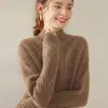 Suéter de cachemira de tres hilos para mujer, suéter de cachemira de color liso para mujer, capa base, estilo cálido engrosado, estilo retro