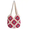 Bolsa de Palha Casual Fashion Vazada, Bolsa de Ombro de Grande Capacidade, Estilo Preguiçoso Versátil Estilo Girassol para Férias, Bolsa Tendência de Axila
