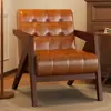 Silla Richard Estilo Chino Sofá Individual para Sala de Estar Silla de Sofá de Diseñador Balcón Retro Francés Ocio Silla de Sofá de Madera Maciza
