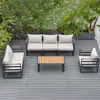 Sofá Exterior de Plástico Madera Ratán Villa Jardín Transfronterizo Desmontaje y Montaje Muebles de Exterior Set de Sofá de Combinación Exterior Europeo y Americano