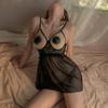 Lencería Sexy, Camisón Sexy de Malla, Falda Corta con Aros, Falda Transparente con Tirantes, Camisón Sexy Provocativo con Abertura en la Entrepierna, No Necesita Quitarse