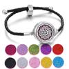 Pulseira de Óleo Essencial de Aromaterapia de Venda Quente Transfronteiriça Liga Difusor de Perfume Pulseira Corda Pulseira de Couro Preto para Homens e Mulheres