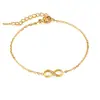 Nuevo Pulsera de Acero de Titanio Moda Simple Bucle Infinito Incrustada con Diamantes, Estilo de Lujo Moderno para Mujeres, Pulsera de Acero de Titanio Figura de Ocho