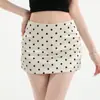 Saia Meia Saia de Cetim Acetinado com Bolinhas Feminina Verão Nova Versátil Anti-Exposição Wrap de Palavra Quadril Saia Curta Calça