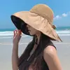 Sombrero de Sol de Vinilo Negro Abierto para Mujer, Sombrero de Sol de Verano con Ala Ancha para Cubrir el Rostro, Sombrero de Sol Ligero, Sombrero de Pescador con Protección UV