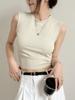 Camisola Blanca Pequeña de Algodón Puro para Mujer Verano Ropa Exterior Cubriente Paramilis Chaleco sin Mangas Base Interior Top Antirozaduras