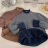 Camiseta básica gruesa de lana con cuello medio alto y forro polar 2023 nueva para mujer otoño e invierno suéter de manga larga top interior con sentido del diseño