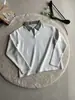 Sudadera con Capucha de Manga Larga con Parches y Espiga, Cuello Polo, Estilo Falso de Dos Piezas, Holgada, Nueva para Primavera/Otoño 2026