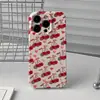 Película Popular de Cereja com Laço Transfronteiriça Cobertura Total Furo de Precisão Capa para Celular iPhone 17 Pro Max Capa para iPhone 16