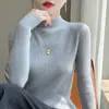 Listo para Usar de Primera Línea Mezcla de Lana Otoño e Invierno 2025 Nuevo Jersey Corto Ajustado de Cuello Medio para Mujer
