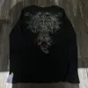 Camiseta de Manga Longa Estampada 'Millennial Hot Girl' 2026 Gola Redonda Elástica Curta Slim Fit Versátil Emagrecedora Camiseta Base Top