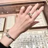 Diseño Único Anillo Versátil para Mujer Moda Ins Tendencia Minimalista Personalidad Pulsera de Perlas Anillo Abierto Ajustable