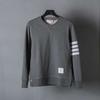 Marca de Moda Tb Primavera y Otoño Algodón Puro Tejido Rayas Cuatro Rayas Cuello Redondo Superior Unisex Pareja Casual Simple Versátil Sudadera 1902