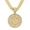 Collar con colgante de personalidad de marca redonda con símbolo de dólar estadounidense, cadena para la clavícula, collar de e-commerce transfronterizo