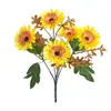 Buquê de flor artificial Margarida Africana de cinco pétalas, peça única, decoração suave realista de alta qualidade para casamentos, decoração de casa, fotografia, parede de flores e flores artificiais para paisagismo