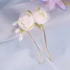 Novo Estilo Chinês Suave Flor Rosa Lua Branca Presilha de Cabelo em Forma de U Combinando com Cheongsam da Dinastia Han Nova Presilha Chinoiserie Acessórios de Cabelo