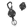 Fivela de Montanhismo Transfronteiriça Fio de Aço de Diamante Grande Retrátil Porta-Crachá Tático Cinza Fivela de Três Pontos Fácil de Puxar em estoque