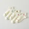 Meias Femininas Curtas Novo Estilo, Meias Femininas Finas de Verão e Primavera Tipo Barco, Meias Baixas Fofas Japonesas, Meias Curtas Brancas com Desenho