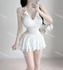Nuevo Estilo Ballet Halter Cuello en V Color Sólido Aspecto Adelgazante Simple Aspecto Adelgazante Puro Sexy Sexy Chica Caliente Estilo Falda Calzoncillos Boxer Traje de Baño