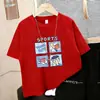 Camiseta de Manga Corta para Niños, Nueva Camiseta Estampada de Estilo Veraniego, Tallas Mediana y Grande para Niños, Algodón Puro Suave, Camiseta de Media Manga Holgada y Elegante