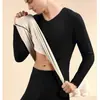 Traje de pijama de terciopelo de doble cara, ropa interior térmica para hombre, ropa de otoño e invierno a prueba de frío, sin costuras, ropa de otoño, pantalones largos, traje para hombre, forrado de polar, engrosado