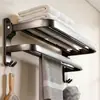 Venta Directa de Fábrica Estante de Pared para Toallas con Ganchos Almacenamiento de Toallas de Baño Plegable Moderno Simple Barra para Toallas Transfronterizo