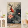 Nueva Cortina de Puerta Feng Shui de Pez Koi de Buena Suerte Estilo Chino para Habitación, Pasillo, Estudio, Cortina Divisoria de Alta Gama, Cortina Opaca Simple sin Taladro