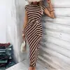 Comercio Exterior Transfronterizo Europeo y Americano Sitio Web Independiente de Ropa para Mujer Amazon Temu Vestido Largo de Manga Corta con Cuello Redondo y Lazo en la Cintura