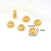 Banho de Cobre Ouro Real 18K Incrustado Diamante Formato de Coração Coração de Pêssego Furo Grande Espaçador de Roda Contas Pulseira Colar Miçangas DIY Acessórios de Joias