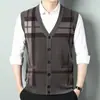 Amazon ropa de hombre transfronteriza otoño e invierno chaleco cárdigan para hombre chaleco suéter nueva chaqueta de punto a rayas