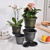 Novo vaso de flores de plástico de resina espessada com imitação de mármore e flores, pintado com spray, para varanda, hotel, vaso de galão para plantas verdes