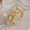 Anillo Europeo y Americano Transfronterizo de Diamante Completo para Mujer, Apertura de Circonita de Gama Alta de Nicho, Anillo Ajustable, No se Desvanece, Venta al por Mayor Versátil