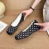 Sapatos Femininos Pretos com Bolinhas e Salto Escondido de 4cm, Bico Quadrado, para Todas as Estações, Elegantes de Boca Rasa